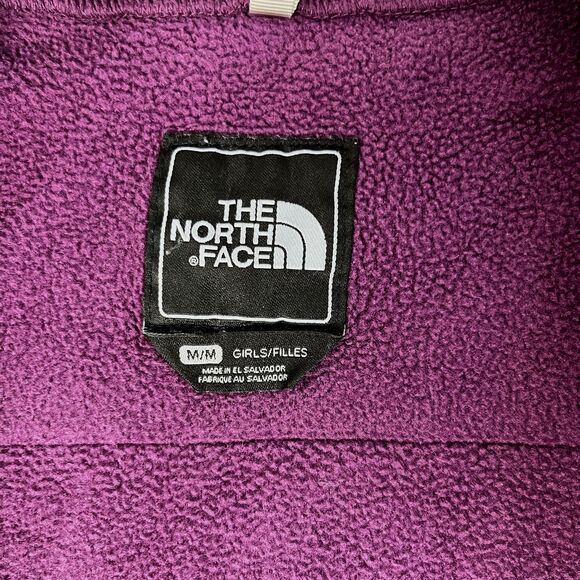 The North Face Denali Fleece Jacket Girls Medium Purple Gray Polartec Full Zip - Picture 9 of 16
